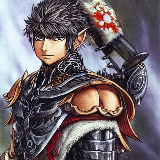 Prompt: Portrait of an Elf Warrior by Yusuke Murata