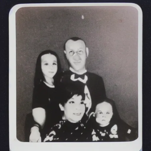 Image similar to family photo of a demon family poloroid,