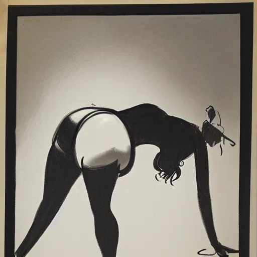 Image similar to milt kahl sketch of thick cuban girl wearing black yoga pants