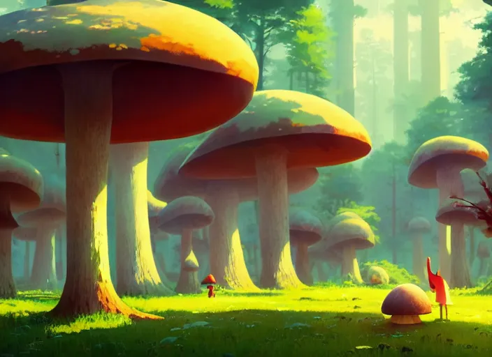 Prompt: giant mushroom forest, detailed, cory loftis, james gilleard, atey ghailan, makoto shinkai, goro fujita, studio ghibli, rim light, exquisite lighting, clear focus, very coherent, plain background, soft painting