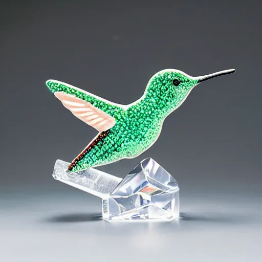 Image similar to hummingbird crystal, studio photograph