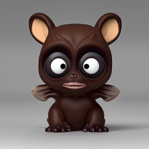 Image similar to gizmo the mogwai brown - white fur, big droopy ears big lips big shiny eyes funko pop