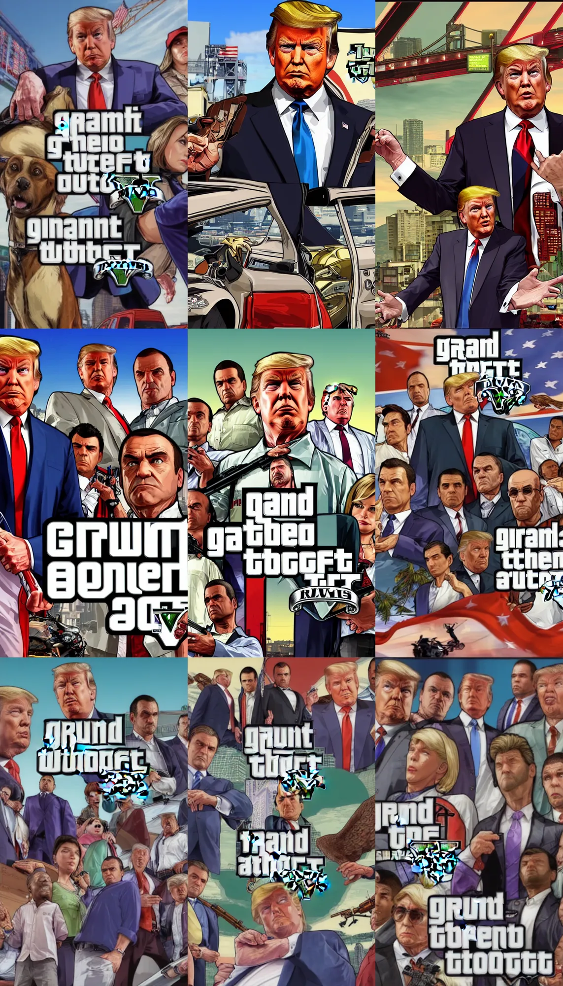 Prompt: GTA V loading screen of Trump