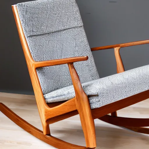 Image similar to a beautiful modern light wood rocking chair | detailed furniture | handmade minimalistic chair / dining chair / modern / mid century modern / hardwood / lounge