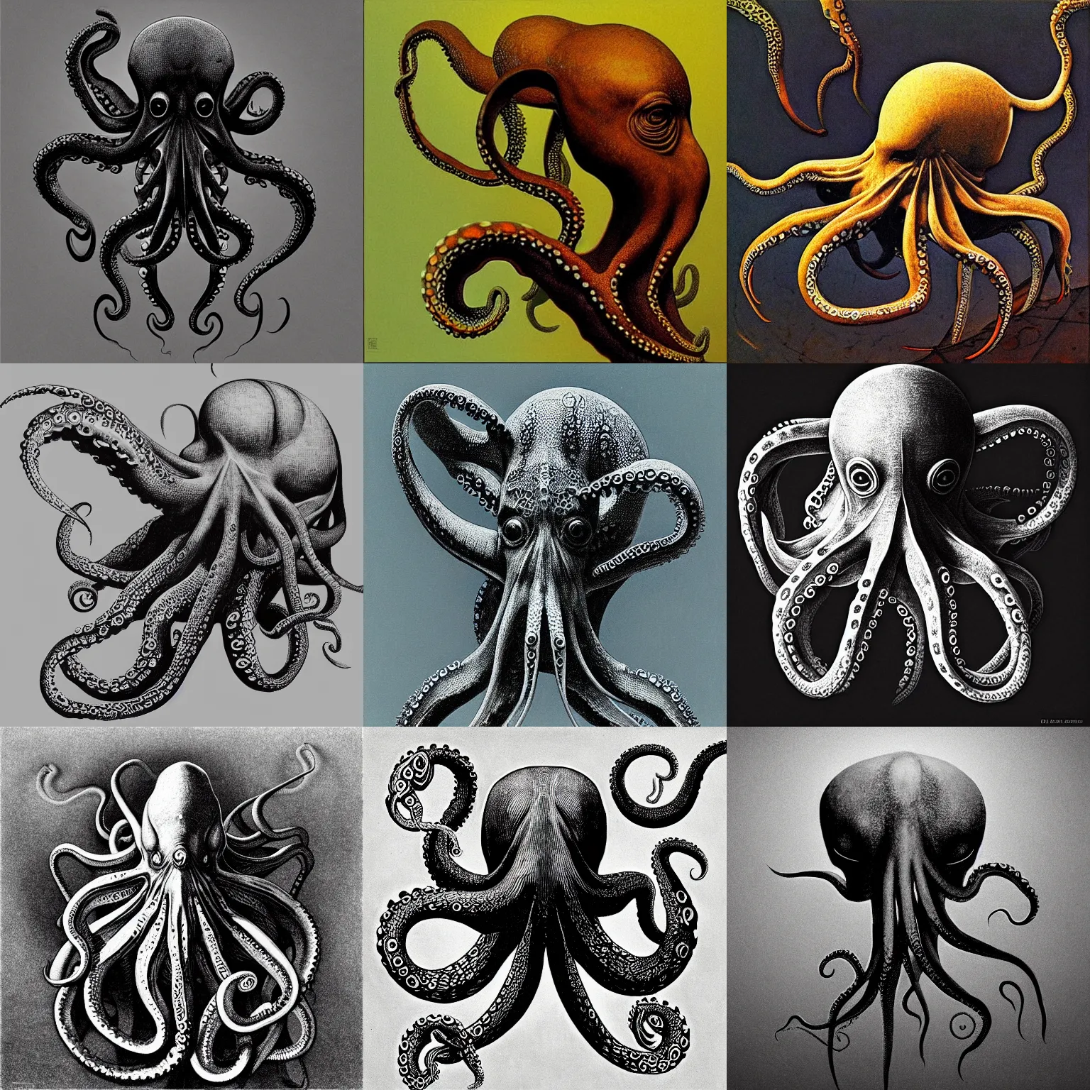 Prompt: logo profile photo of an octopus by! beksinski!, mc escher tessellation, artstation