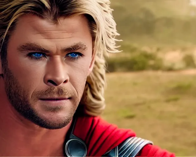 Image similar to Chris Hemsworth as thor wearing drag queen makeup, gay parada background, cinematic shot, 8k resolution, hyper detailed