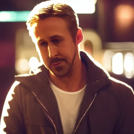 Image similar to Movie still of Ryan Gosling as Pacman