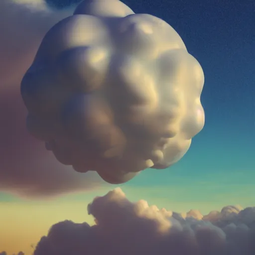 Prompt: 3D octane render of glossy vaporwave globe floating in a pastel puffy cloud sky