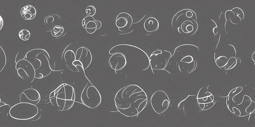 Image similar to animation frames sequence board of a bouncy ball drawn with pen