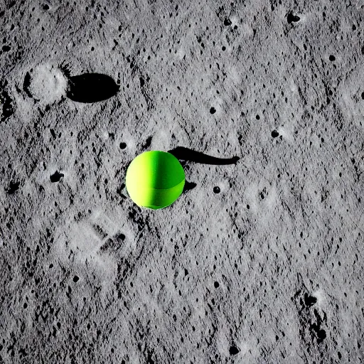 Image similar to a photography of a green soccer pitch on the moon, extreme long shot