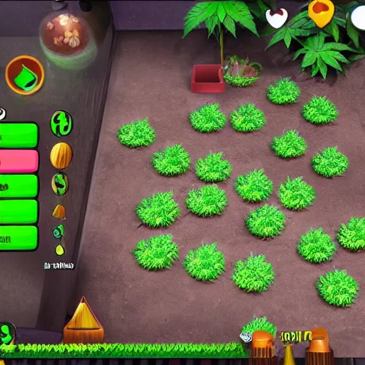 Prompt: screenshot of a pkaystation game where you have to grow marijuana in California