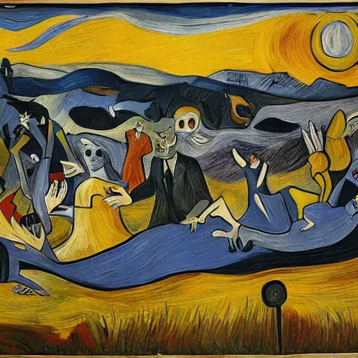 Image similar to guernica painting in the style of van gogh, 4 k