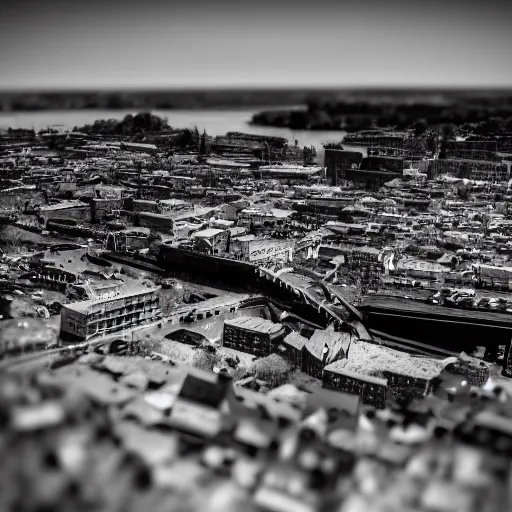 Prompt: vintage photo landscape of portland maine, intricate, Close-up shot, low angle shot, trending on artstation