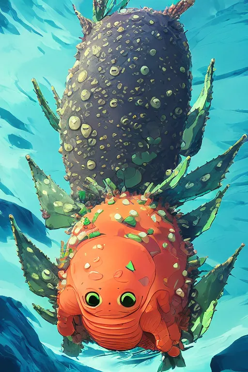 Image similar to 3 d render creature animal sushi cristal very big eye roots cactus elemental flush of force nature micro world fluo fishscale, comics gta 5 cover, official fanart behance hd artstation by jesper ejsing, by rhads, makoto shinkai and lois van baarle, ilya kuvshinov, ossdraws