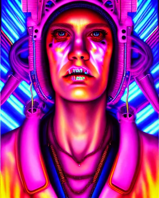 Prompt: a realistic detailed portrait painting of a monster, synthwave cyberpunk psychedelic vaporwave digital art