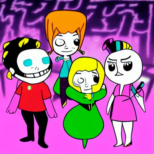 Prompt: the band ghost in the style of the powerpuff girls