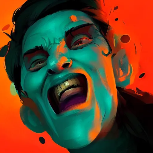 Image similar to abstract portrait of absolute laughter, hilarious laughing funny, dramatic lighting, unreal engine, by anton fadeev, by nolan, by greg rutkowski, trending on artstation