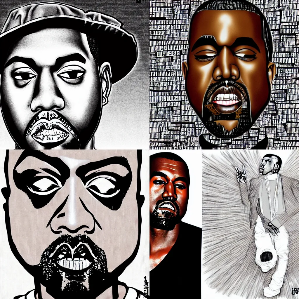 Prompt: Kanye West in the style of Junji Ito