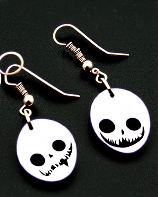 Image similar to tim burton spooky monster, 2 d lasercut earrings,