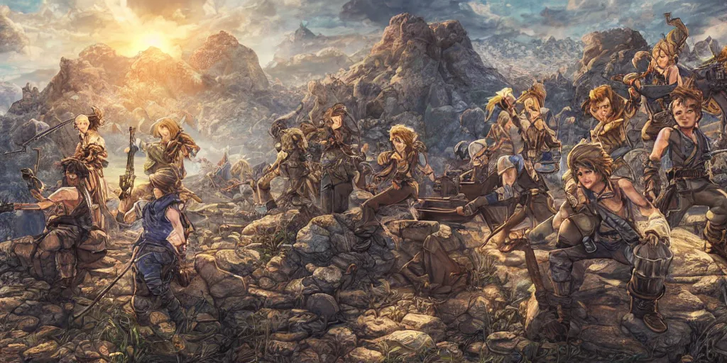 Image similar to now is the time to lift our nation from the quicksands of racial injustice to the solid rock of brotherhood. ultrafine highly detailed colorful illustration, intricate linework, sharp focus, octopath traveler, final fantasy, unreal engine highly rendered, global illumination, radiant light, intricate environment