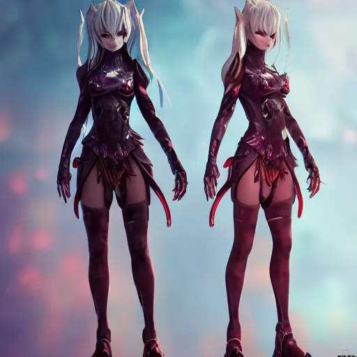 Image similar to character design, void arcanist beautifull female warrior, fantasy style clothing, anime key visual, official media, illustrated by wlop, extremely detailed, 8 k, trending on artstation, cinematic lighting, beautiful, mist, photorealistic, octane render, unreal engine, hyper detailed, volumetric lighting