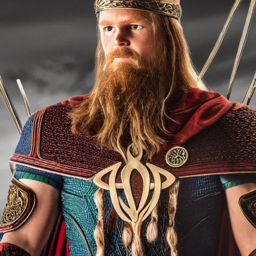 Image similar to Viking SPIDERMAN with ornate cloak, highly detailed, 4k, HDR, smooth, sharp focus, photo-realistic, high resolution, award-winning,