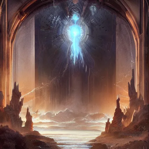 Prompt: the gates of heaven with god, hyper realistic, in the style of greg rutkowski, fantasy, amazing detail,