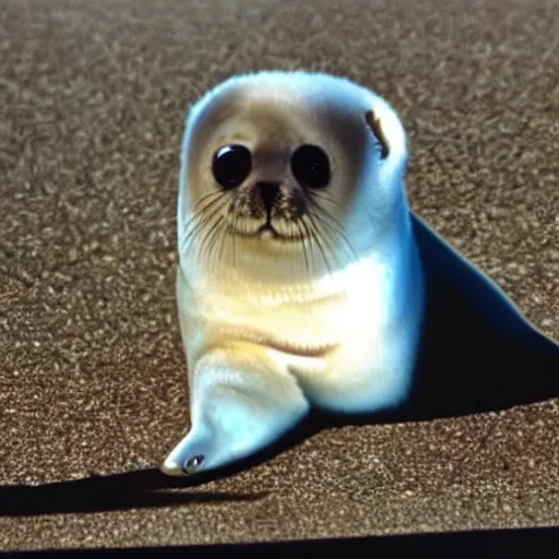Prompt: a film still of a baby harp seal as James Bond in Skyfall