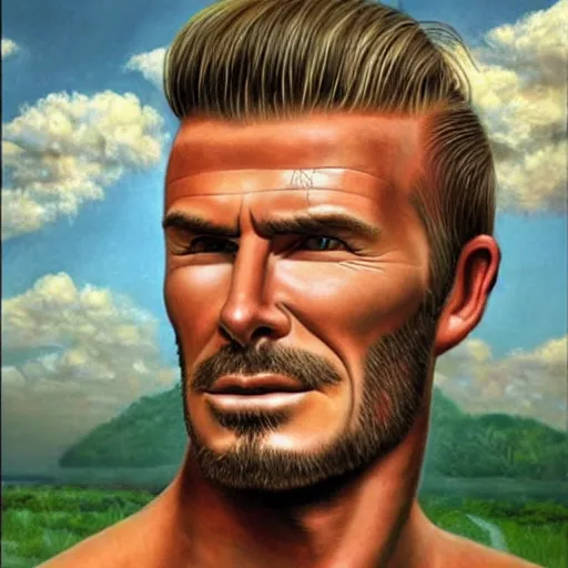 Image similar to beautiful lifelike painting of david beckham human horse centaur, majestic cinematic, hyperreal detailed facial features and uv lighting, art by ed roth and basil wolverton