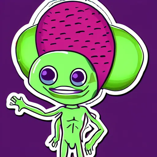 Image similar to sticker illustration of an funny white skin alien