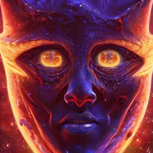 Prompt: beautiful oil painting with high detail of a wise Space ent((gap jaw)) made of stars and plasma, hybrid from dungeons and dragons and art direction by James Cameron ;by artgerm; wayne reynolds art station; cinematic quality character render; low angle; ultra high quality model; production quality cinema model; diety-H 768