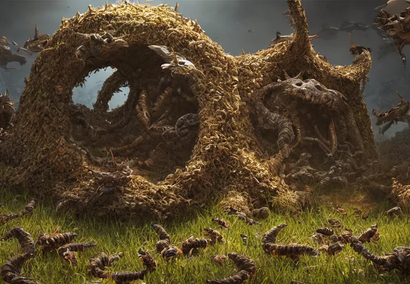 Image similar to close photorealism of zerg hive nest beautiful art uhd 4 k, artstation, hdr, 4 k, incredible detail, cinematic lighting, unreal engine 5