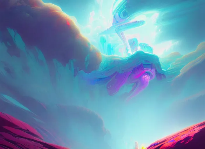 Prompt: A psychedelic crash cloud giant ghost , vibrant color scheme, highly detailed, in the style of romanticism, cinematic, artstation, Moebius, Greg rutkowski