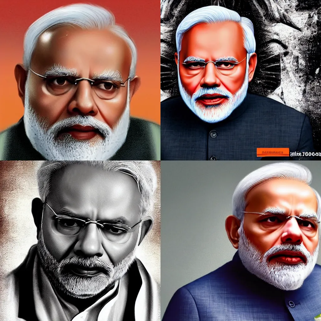 Prompt: a portrait of narendra modi in evil looks