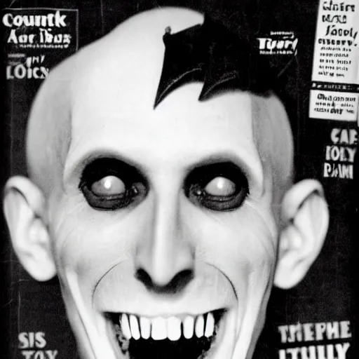 Image similar to count orlok glamour shot, mouth open slightly, front page of a popular magazine, professional photograph