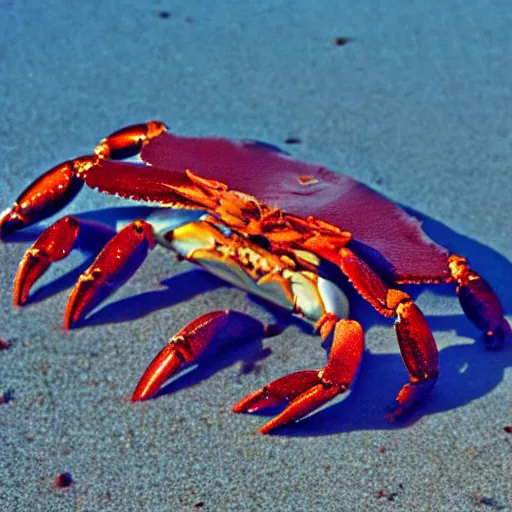 Image similar to A cute smiling crab on the beach, photo