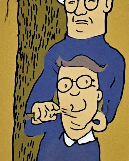 Prompt: tove jansson's hank hill self portrait