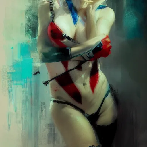 Image similar to harley quinn by jeremy mann