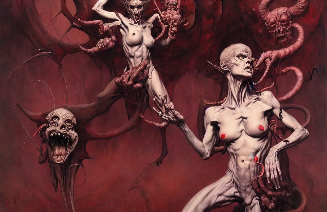 Image similar to portrait of a satan in the style of wayne barlowe, gustav moreau, peter mohrbacher, bussiere, roberto ferri, santiago caruso, luis ricardo falero, austin osman spare, boris vallejo, hajime sorayama, frazetta