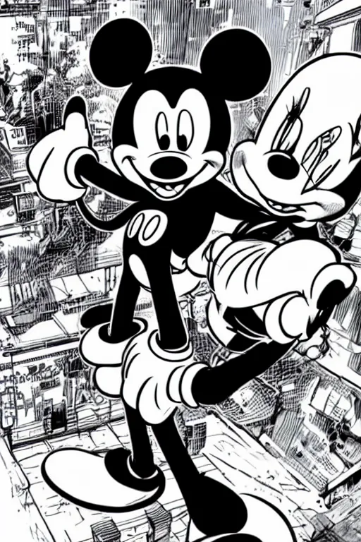 Prompt: character art by mike deodato, mickey mouse, absolute chad