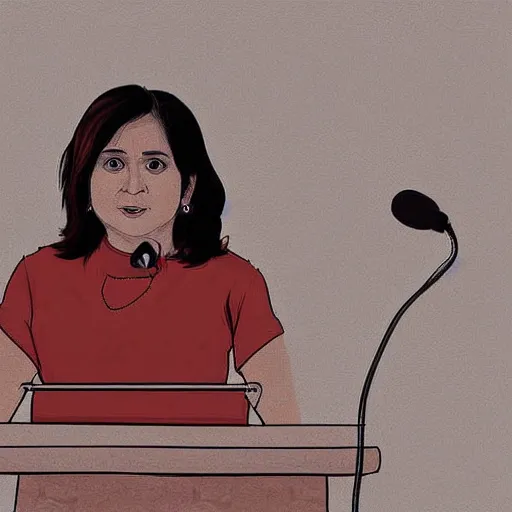 Image similar to digital art of leni robredo in a public speaking, drawn by derpixon,