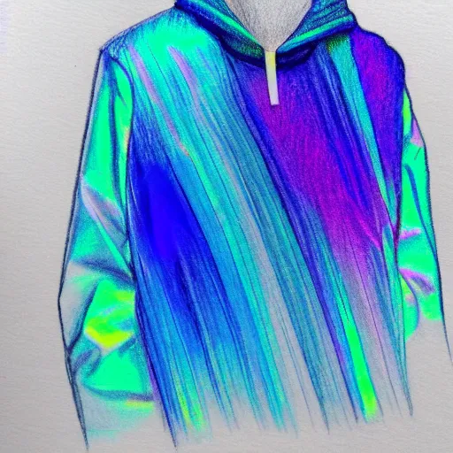 Prompt: a drawing of an iridescent blue and purple jacket, a color pencil sketch by avgust cernigoj, instagram contest winner, digital art, art on instagram, childs drawing, seapunk