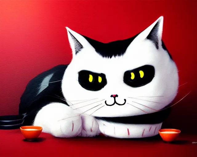 Image similar to Sushi cat, sharp focus, a cat made of Shush, photography by Artgerm and Greg Rutkowski and WLOP