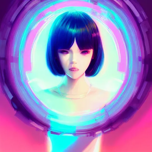 Image similar to portrait, cyber princess, matte print, pastel neon, digital art, cute, digital painting, very very very very elegant, pixiv, by Ilya Kuvshinov and artgerm and Ross Tran, daily deviation, masterpiece portrait, trending on artstation, IAMAG