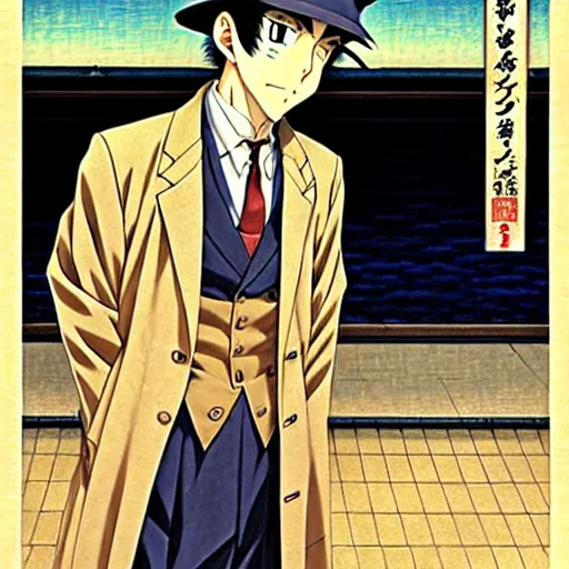 Image similar to anime detective joseph goebbels by hasui kawase by richard schmid