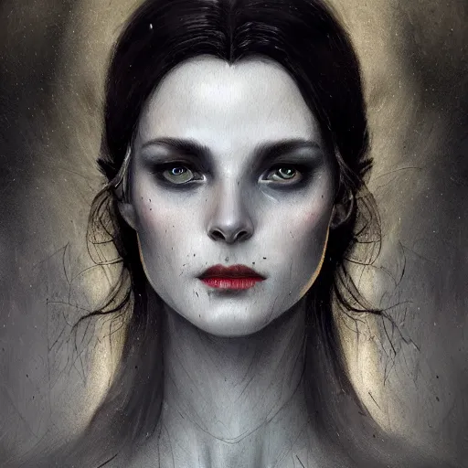 Image similar to a vampire priest character portrait, lean face, cinematic lighting, glowing grey eyes, hyper-detailed, 4k, high resolution, in the style of Charlie Bowater, Tom Bagshaw, single face, symmetrical, headshot photograph, insanely detailed and intricate, beautiful, elegant, watercolor, cinematic, portrait, Raphaelite, headroom, Pierre-Auguste Renoir