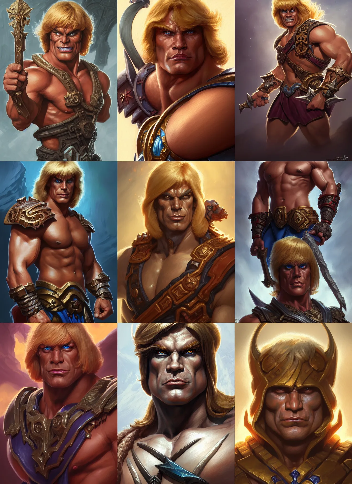 Prompt: he - man, closeup portrait, sci fi, fantasy, intricate, with german iron cross onbare chest, elegant, loin cloth, highly detailed, oill painting, artstation, concept art, matte, sharp focus, illustration, hearthstone, art by artgerm and greg rutkowski and alphonse mucha