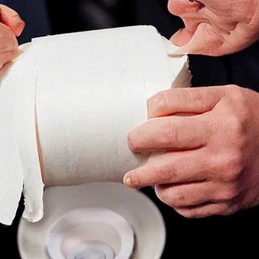 Image similar to donald trump eating toilet paper