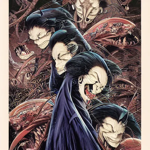 Image similar to vampire fishes, catelvania, by yoichi hatakenaka, masamune shirow, josan gonzales and dan mumford, ayami kojima, takato yamamoto, barclay shaw, karol bak