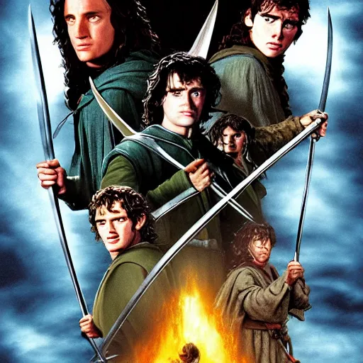 Prompt: lord of the rings, in style of the army of darkness poster